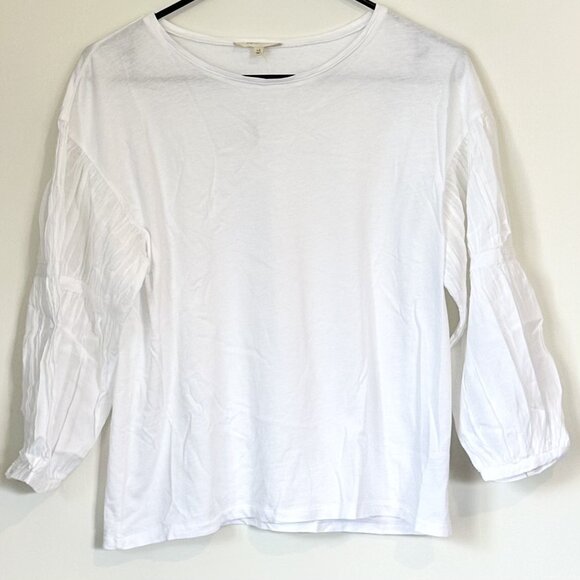 NWT Madewell White Puff-Sleeve Drop-Shoulder Knit Top - Extra Small - Picture 2 of 13